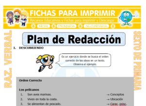 Ficha de Plan de Redacción para Sexto de Primaria