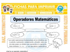 Ficha de Ejercicios de Operadores Matemáticos para Sexto de Primaria