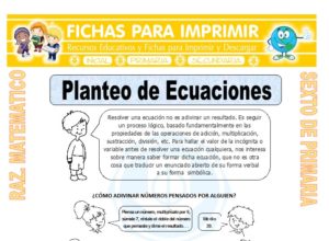 Ficha de Ejercicios de Planteo de Ecuaciones para Sexto de Primaria