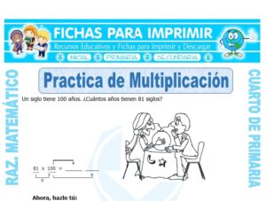 Ficha de Practica de Multiplicación para Cuarto de Primaria