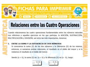 Ficha de Relaciones entre las Cuatro Operaciones