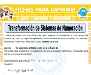 Transformación de Sistemas de Numeración para Sexto de Primaria