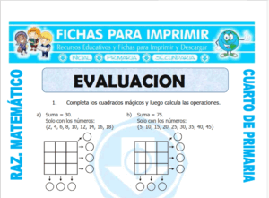Evaluación de Razonamiento Matemático  para Cuarto de Primaria