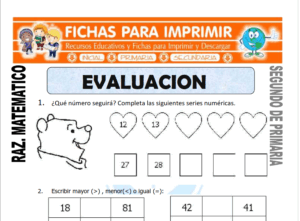 Cuestionario de Razonamiento Matematico para Segundo de Primaria