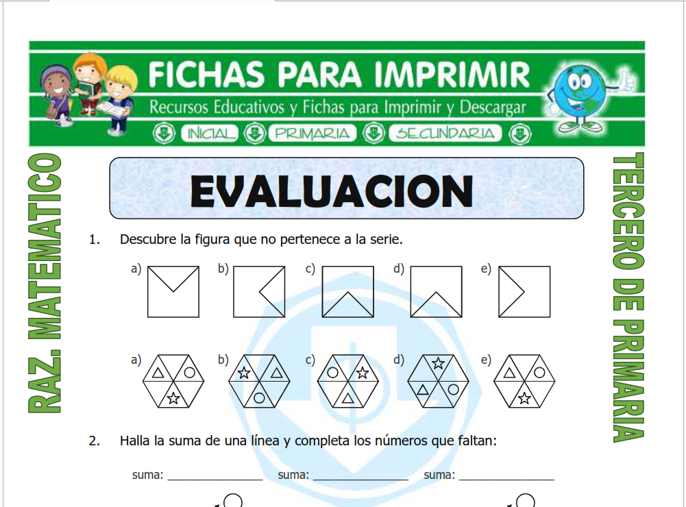 Cuestionario de Razonamiento Matemático para Tercero de Primaria