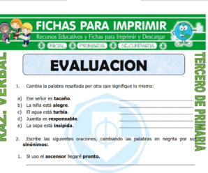 Evaluación de Razonamiento Verbal para Tercero de Primaria